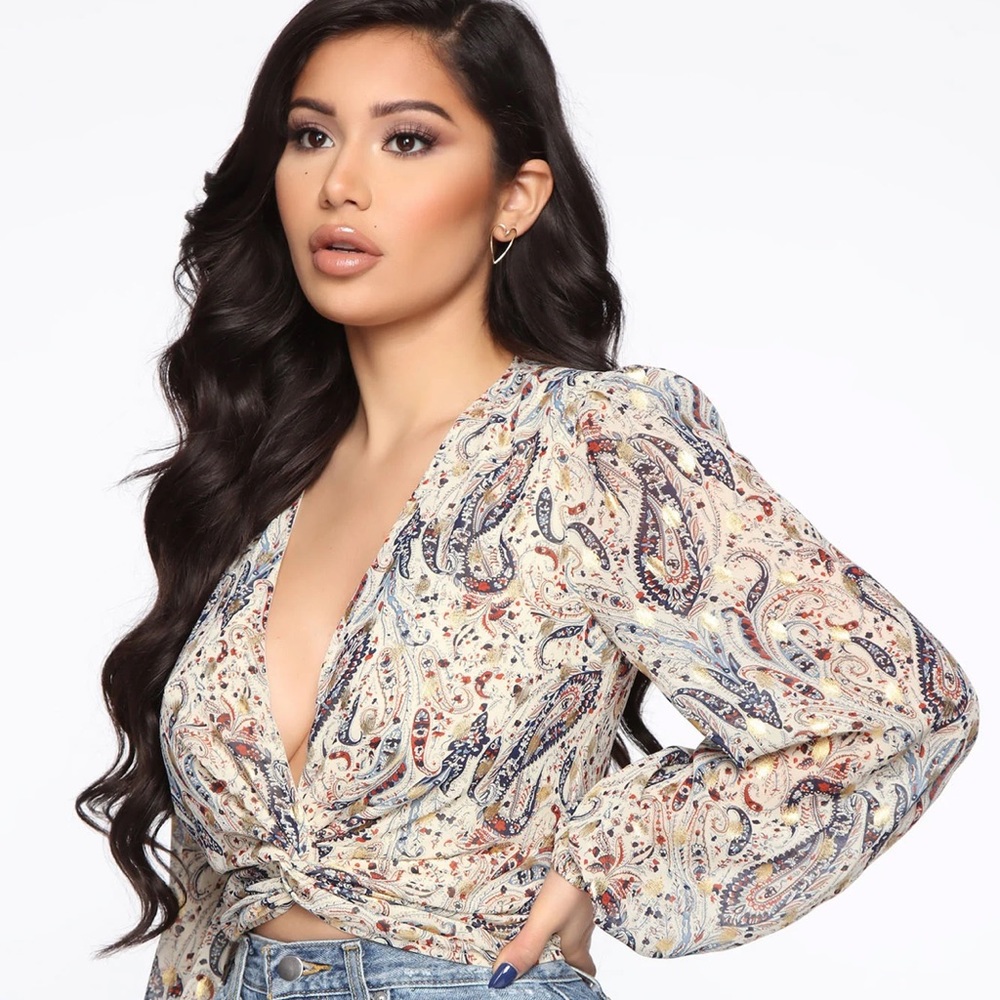 FASHIONNOVA Gold Flecks In Your Edges Top
